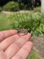 Vintage Sterling Silver Y2K Era Multi Gemstone Colorful Heart Ring Sz 8.75