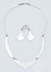 Vintage 16″ Alpaca Silver Necklace & Earrings Set Turquoise Inlay Made In Mexico