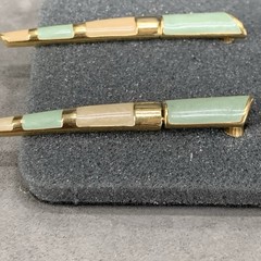 Vintage Trifari Clip On Hinged Dangle Earrings Gold Tone Enamel Art Deco