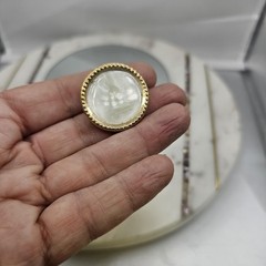 Vintage General Gold Tone Brooch Pin Mother Pearl Cabochon USA Magnetic Signed
