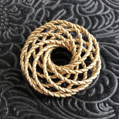 Lot of Two Gold Tone Bow With Stones Round Spiral Textured Pin Back Brooch