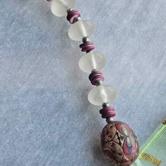 Vintage Burgundy and Frosted Glass Beaded Necklace