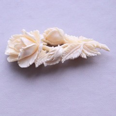 Antique Vintage Carved Cow Bone Rose Brooch Flowers – NO TARIFF
