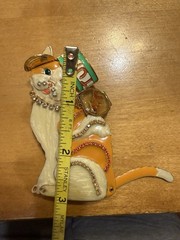 LATR2GO Lunch at The Ritz Enamel Rhinestone Kitty Orange Tabby Brooch #229