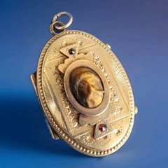 Original Antique 1800s Victorian Etruscan Revival Cameo Pendant 10k Gold Filled