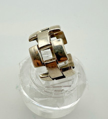 Vintage Mexico .925 Sterling Silver Modernist LINK Ring Size 9