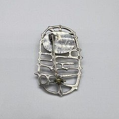 Vintage Old Brooch 925 Sterling Elegant Unique Irregular Yellow Stone For Man