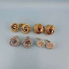 Vintage Twist Knot Clip On Earrings Lot Gold Silver Tone Textured Some Signed