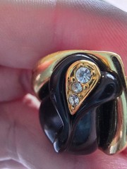 KJL-Avon Gold Tone/Black Tulip Earrings + Free Small Pearl Earring