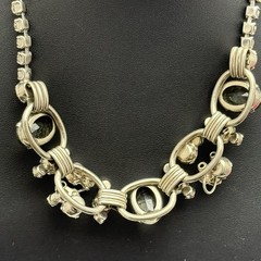 Juliana D&E Smoky Rhinestone 5-Link Necklace Choker / Collar 15” Vintage