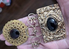 Lot Of Vintage Buckles Gold & Silver Tone Rhinestone & Cabs