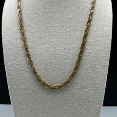 Vintage Gold Tone Twisted Rope Chain Necklace Classic Layering Piece Statement