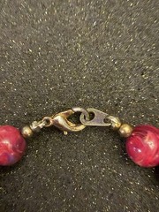 Vintage Magenta, Orange, Pink, Gold Glass, Beaded Necklace