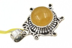 Sterling Silver Signed JTV Yellow Stone NWT Pendant