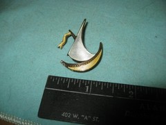 Sterling Silver Viking Ship Pin Brooch signed Ivar T. Holth Norway