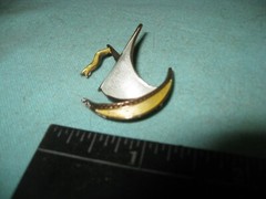 Sterling Silver Viking Ship Pin Brooch signed Ivar T. Holth Norway