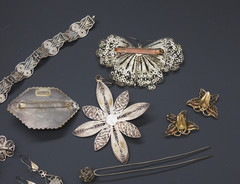 Estate 800 Silver Filigree Cannetille Jewelry Lot Antique Victorian Revival 66gr