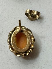 Vintage 12K Gold Filled Shell Cameo Brooch And Earrings Set Matching Mid Century
