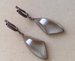 Earrings for Women Vintage Cupronickel Silver Plated Jewelry Glass Stone Nice