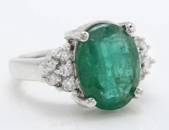 Art Deco Vintage 5.30 Ct Natural Emerald Engagement Ring 925 Sterling Silver