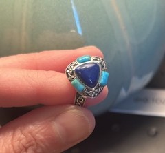 Vintage Silver 925 CRZ Lapiz & Turquoise Ring