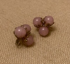 Vintage VOGUE JLRY Pink Lucite Earrings Clip On Retro Signed
