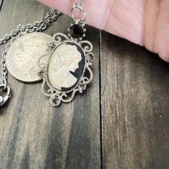 Cameo Necklace Rhinestone Vintage Style Woman Jewelry – Please Read
