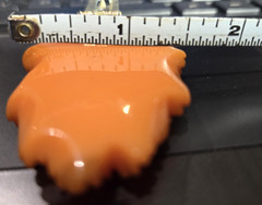 Vintage Bakelite Dress Clip Carved Leaf Butterscotch Amber Simichrome Tested