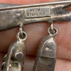 Vintage Brooch Sterling Silver Shoe Mold Dangling Shoe Charms 1.5 Inches