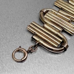 Vtg Signed KOLLMAR & JOURDAN MACHINE AGE BRACELET 1930s Art Deco Rolled Gold