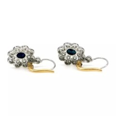 Art Deco Oval Cut Sapphire Lab Created Diamond Drop Dangle 925 Silver Earrings