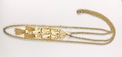 Vtg Crown Trifari Gold Tone Waterfall Tassel 2 Strand Long Necklace 32 In. #850