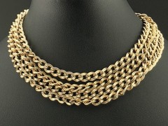 Vintage 12k Gold Filled Star Art 54″ Guard Muff Chain Statement Necklace 55 gram