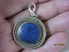 Vintage Blue Lapis Luzuli Round 1 7/8 Inch Pendant Collectible BLLRPC-1