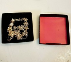 Avon Filigree Flower Necklace Bracelet Earrings NEW 2008 Gold Plated Statement