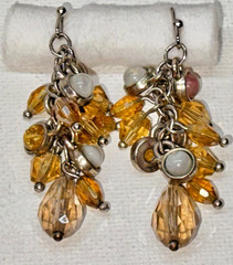 LOT-10 PAIR VINTAGE CLUSTER BEAD EARRINGS-CRYSTAL-RS-GLASS-LUCITE-CLIP & PIERCED
