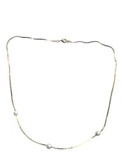 Vintage 80s Dainty Goldtone Necklace Faux Pearl Beads Spring Ring Clasp 16 inch