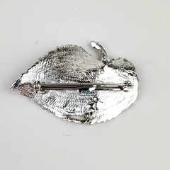 Vintage Silver Tone Leaf Brooch Pin with Insect Bug Spider Autumn Fall