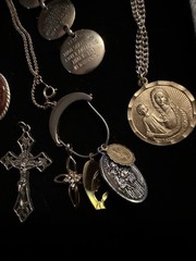 Vintage To Now Estate Costume Jewelry Lot Catholic Religious Crosses Saints Etc