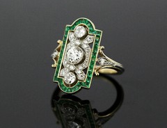 1.85Ct White Round CZ Vintage Art Deco Ring In 14K Yellow Gold Plated 925 Silver