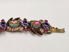 Vintage Juliana D&E Purple Watermelon Heliotrope 5 Link Bracelet Verified