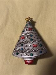 Vintage Cute JJ Christmas Tree Brooch- Opens To Reveal Cat Christmas Scene-Santa