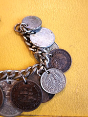 Vintage 14 RARE 1950’s Coin Charm Bracelet South Africa, India