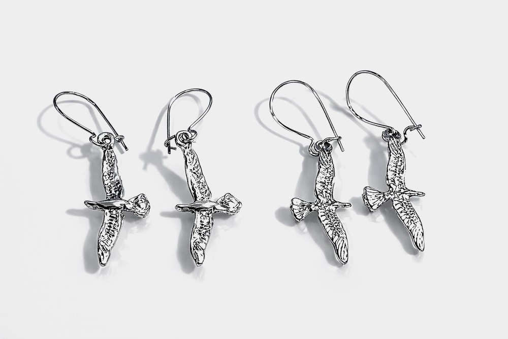 2 Pair Vintage Sterling Silver Dangle Earrings | Cast Bird Design .925 | 10mm