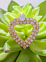 RHINESTONE OPEN HEART Pin Brooch Convertible Pendant Flat Slide Bail Vintage