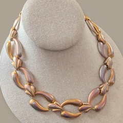 Vintage Multi-chrome Pink Silver Gold Necklace Choker