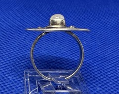 X04 Big Spiral Rainbow Moonstone 1” Crown – 925 Silver Ring Size 5.75 Vintage