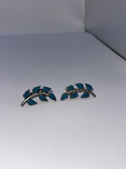 Vintage Alpaca Mexico Turquoise Screw Back Clip On Earrings