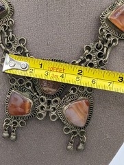 Vintage Semi Precious Stones Metal Choker Necklace