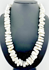 Vintage Crown Trifari White Lucite Necklace MCM Statement Long Geometric 23″
